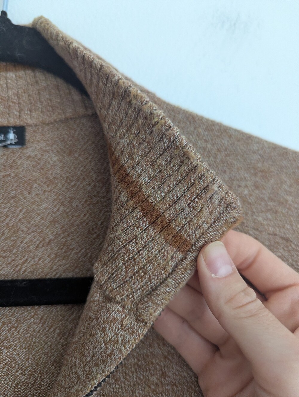 Mens Smartwool Sparwood 1/4 Zip Sweater Tan Merino Wool Blend - Picture 5 of 7